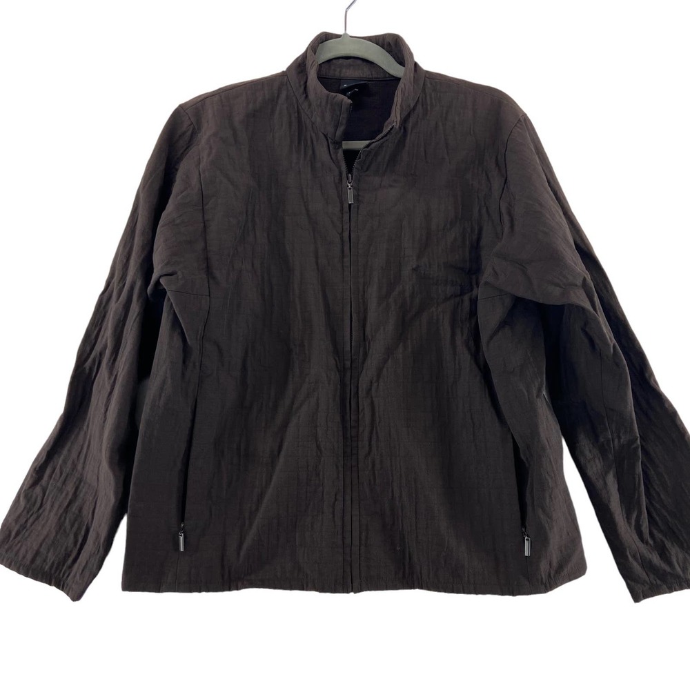 Eileen Fisher Brown Zip Front‎ Jacket Sz Small